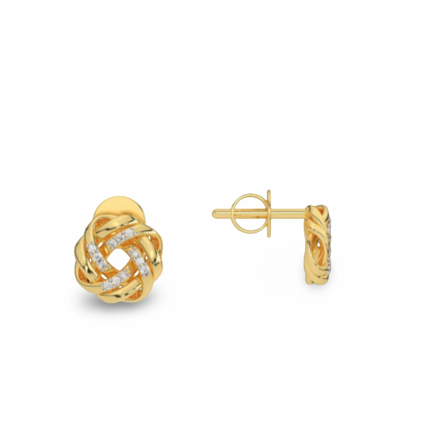 Golden Twirl Radiance Stud Earrings - Image 3