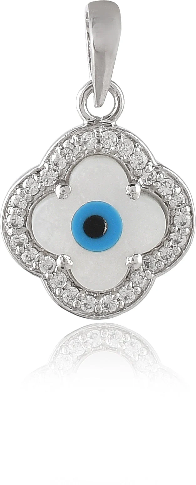 Floral Evil Eye Pendant with Mother of Pearl - Image 3