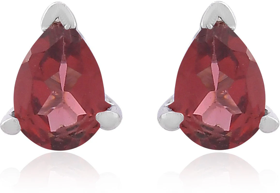 Exquisite Natural Garnet Gemstone Pear-Shaped Stud Earrings - Image 2