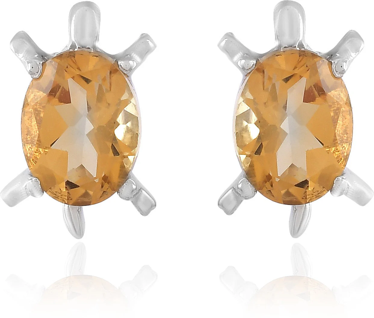 Exquisite Natural Citrine Gemstone Oval Stud Earrings - Image 2