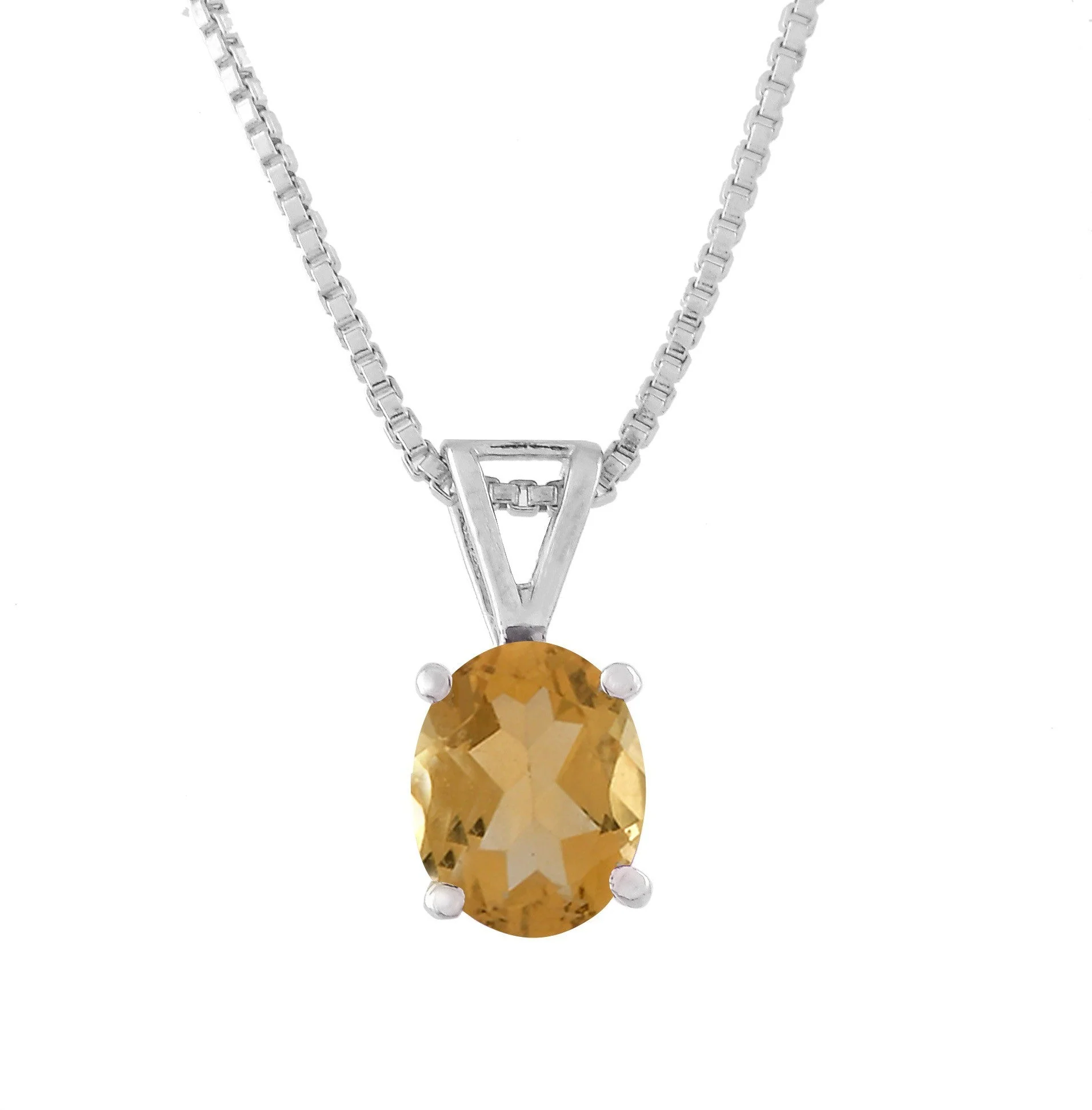 Radiant Natural Citrine Gemstone Oval Pendant - Image 3
