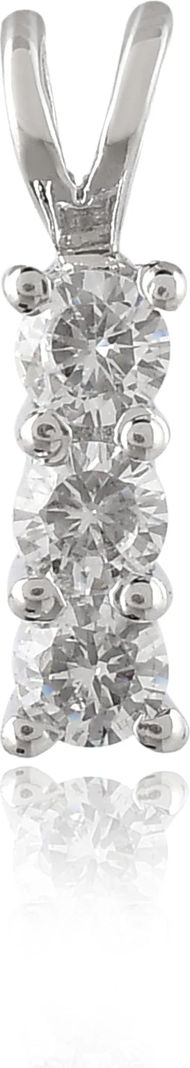 Triple Solitaire Zirconia Crystal Pendant - Image 3