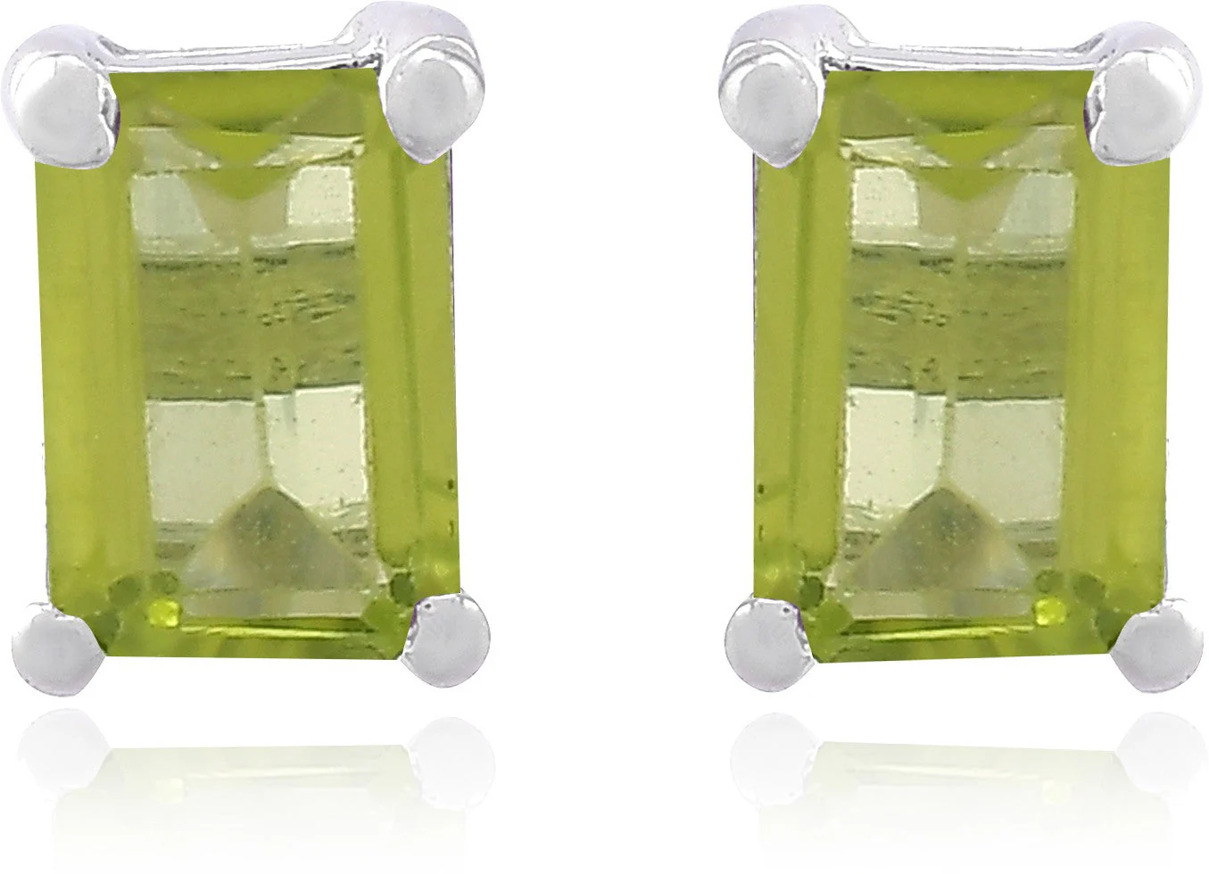 Sophisticated Natural Peridot Gemstone Rectangle Stud Earrings - Image 2