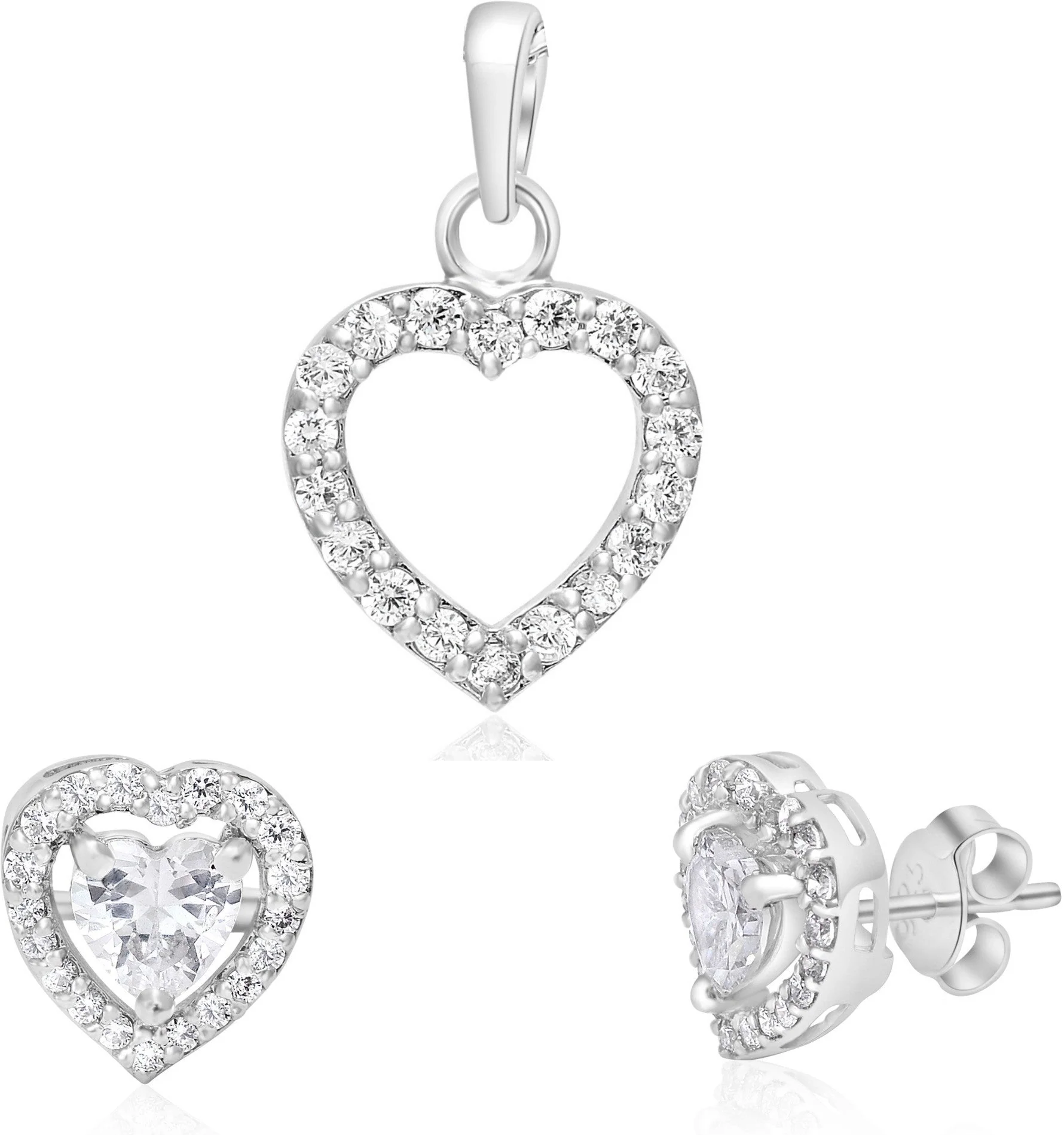 Radiant Heart Zirconia Crystal Pendant & Earrings Set - Image 3