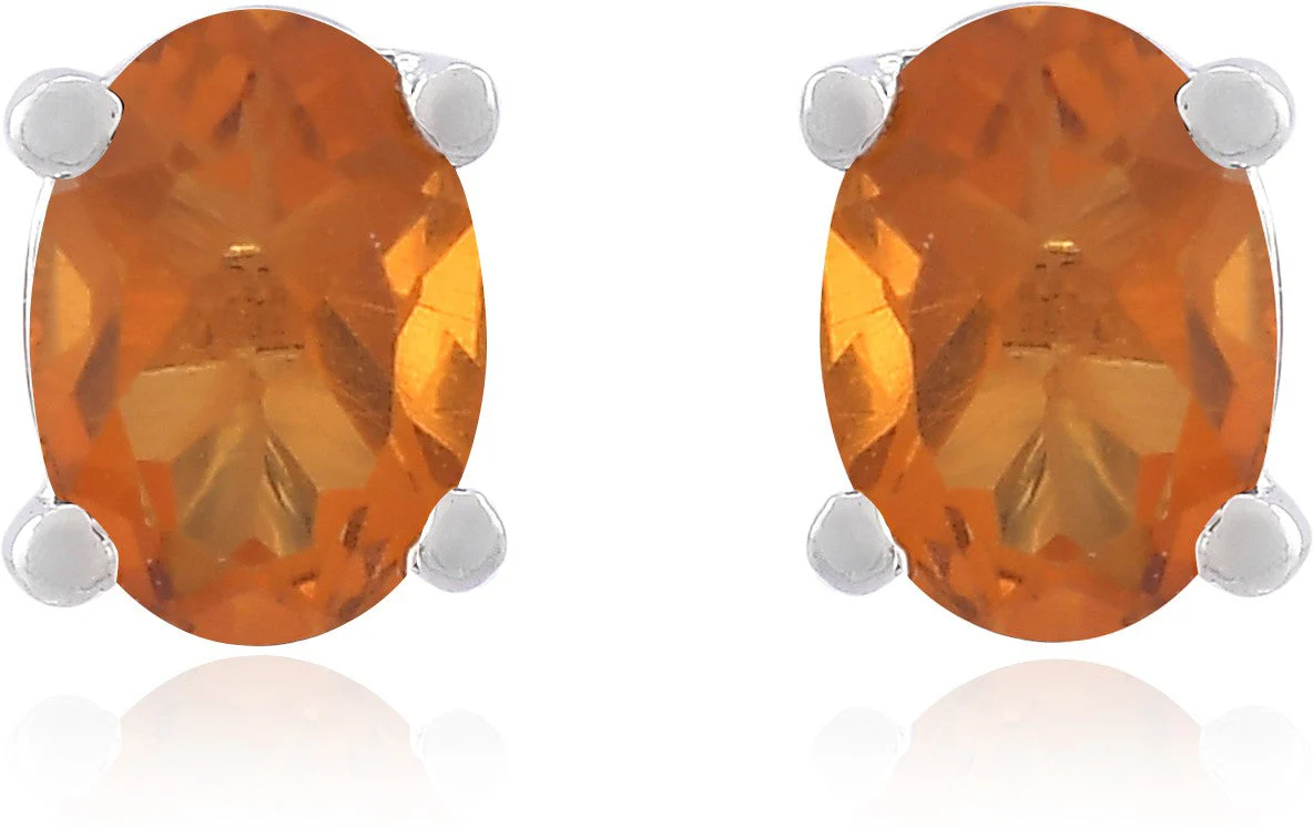 Radiant Natural Golden Topaz Gemstone Oval Stud Earrings - Image 2