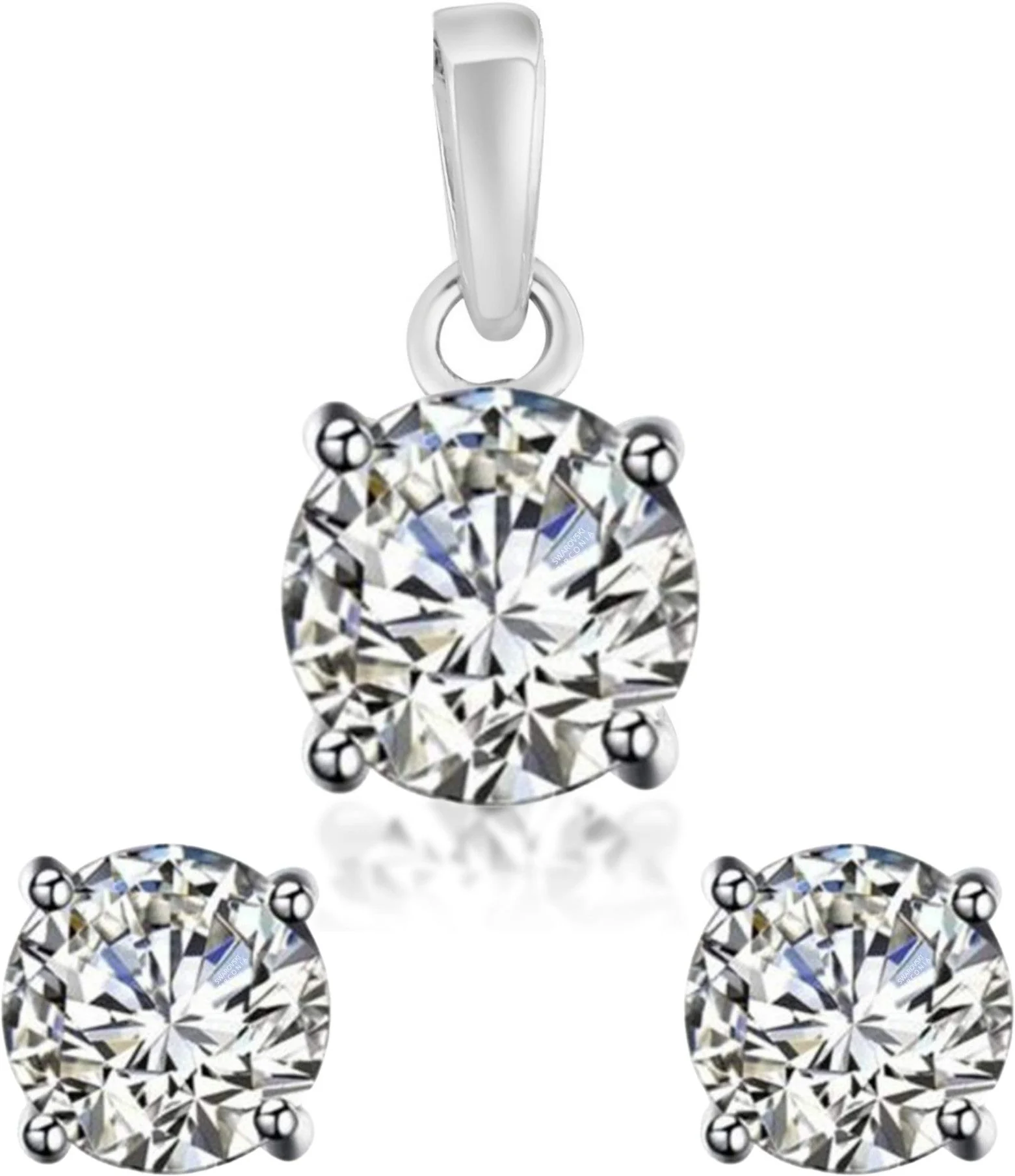 Radiant Zirconia Crystal Round Pendant & Earrings Set - Image 3