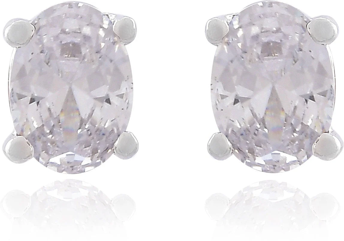 Elegant Oval Cut Zirconia Crystal Stud Earrings - Image 2