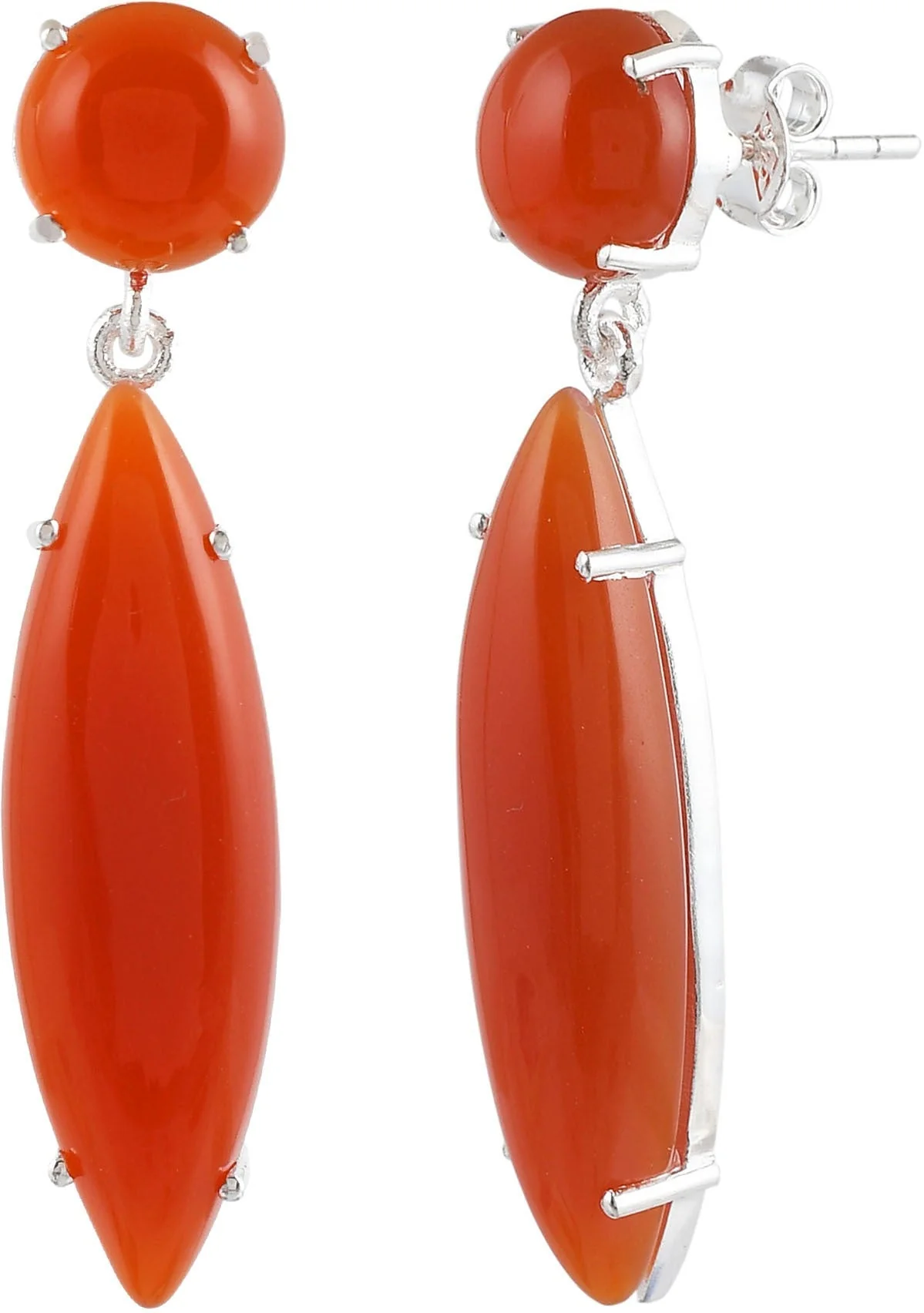 Elegant Natural Red Onyx Gemstone Dangler Drop Earrings - Image 3