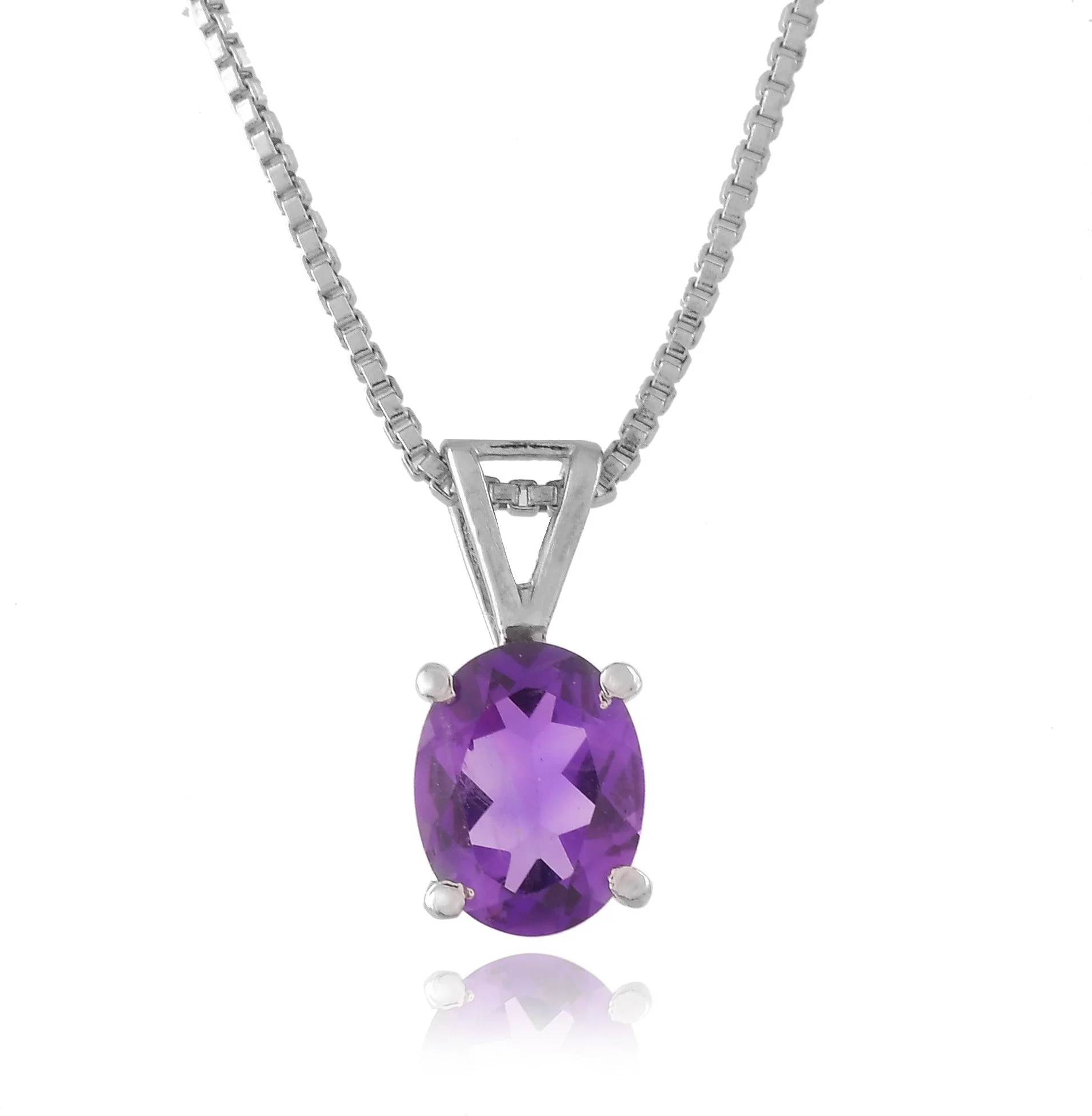 Radiant Natural Amethyst Gemstone Pendant & Chain - Image 2