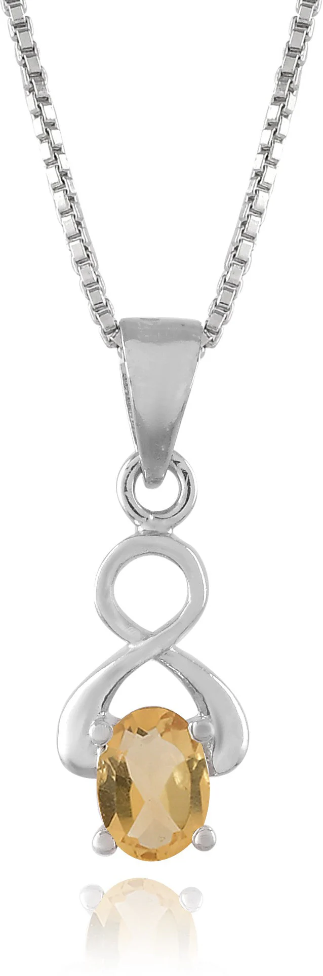 Radiant Natural Citrine Gemstone Pendant & Chain - Image 3