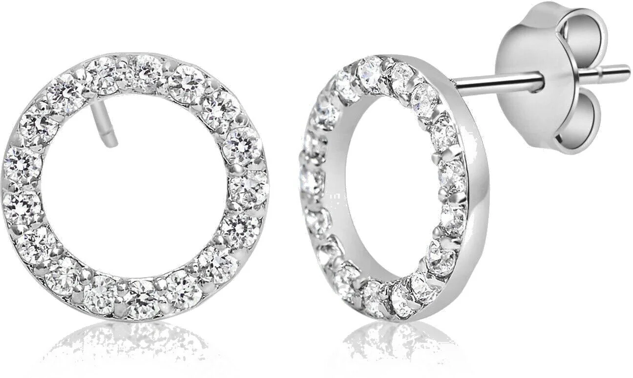 Sleek Zirconia Crystal Circle Earrings - Image 5