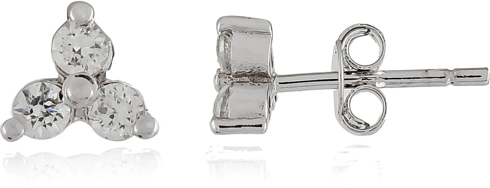 Elegant Zirconia Crystal 3-Dot Stud Earrings - Image 3