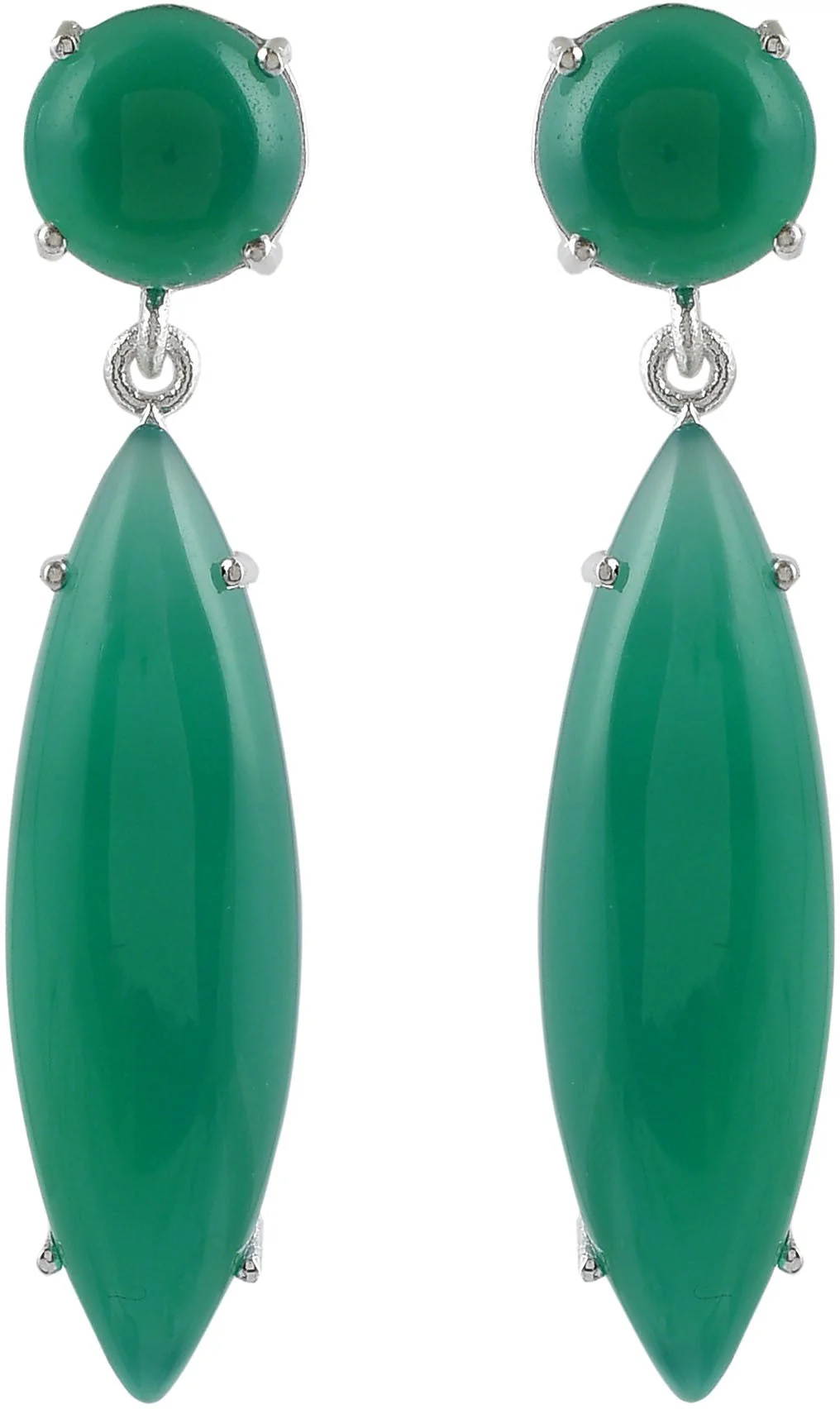 Natural Green Onyx Gemstone Dangler Drop Earrings for Women - Image 3