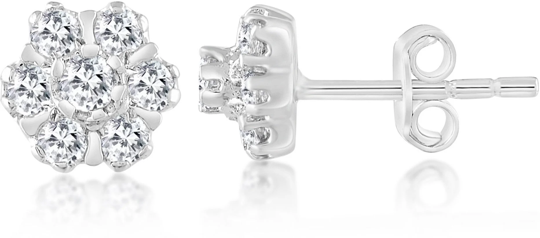 Elegant Zirconia Crystal Floral Stud Earrings - Image 3
