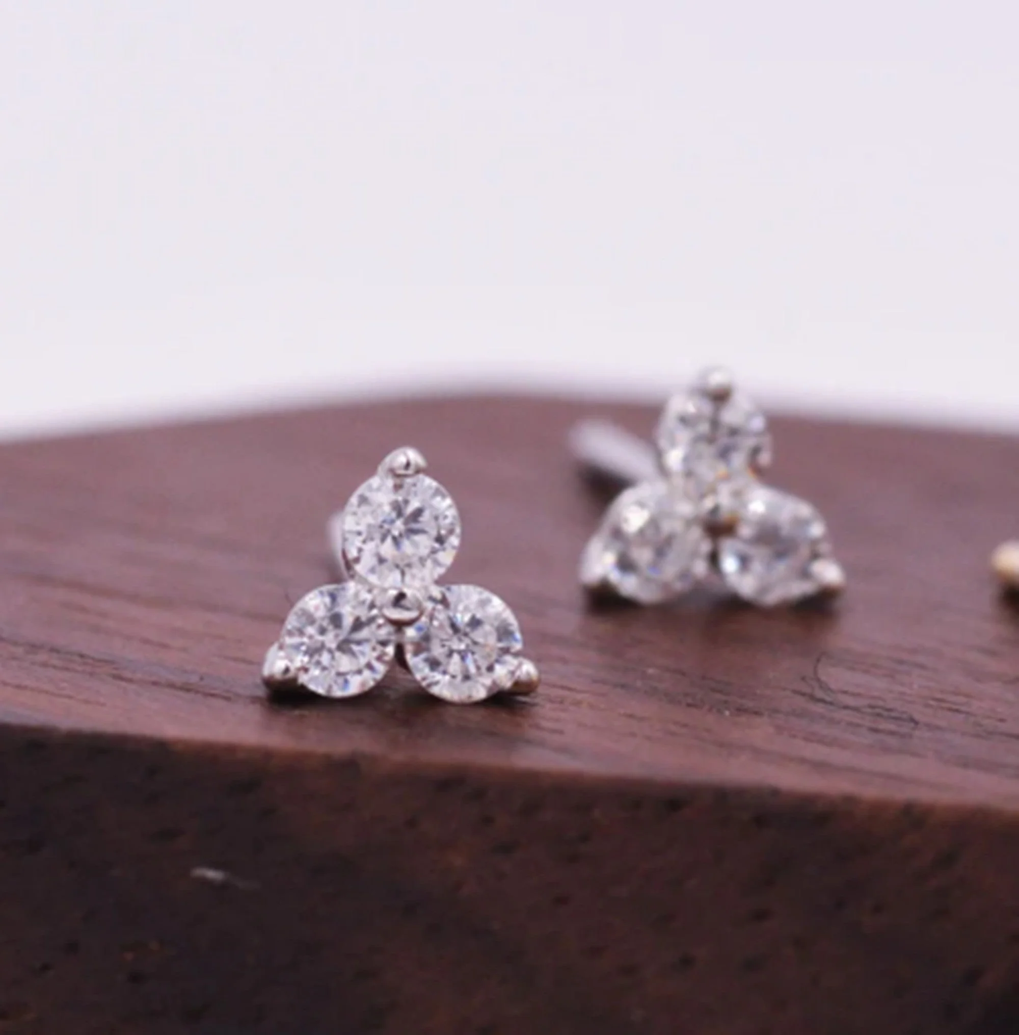 Elegant Zirconia Crystal 3-Dot Stud Earrings