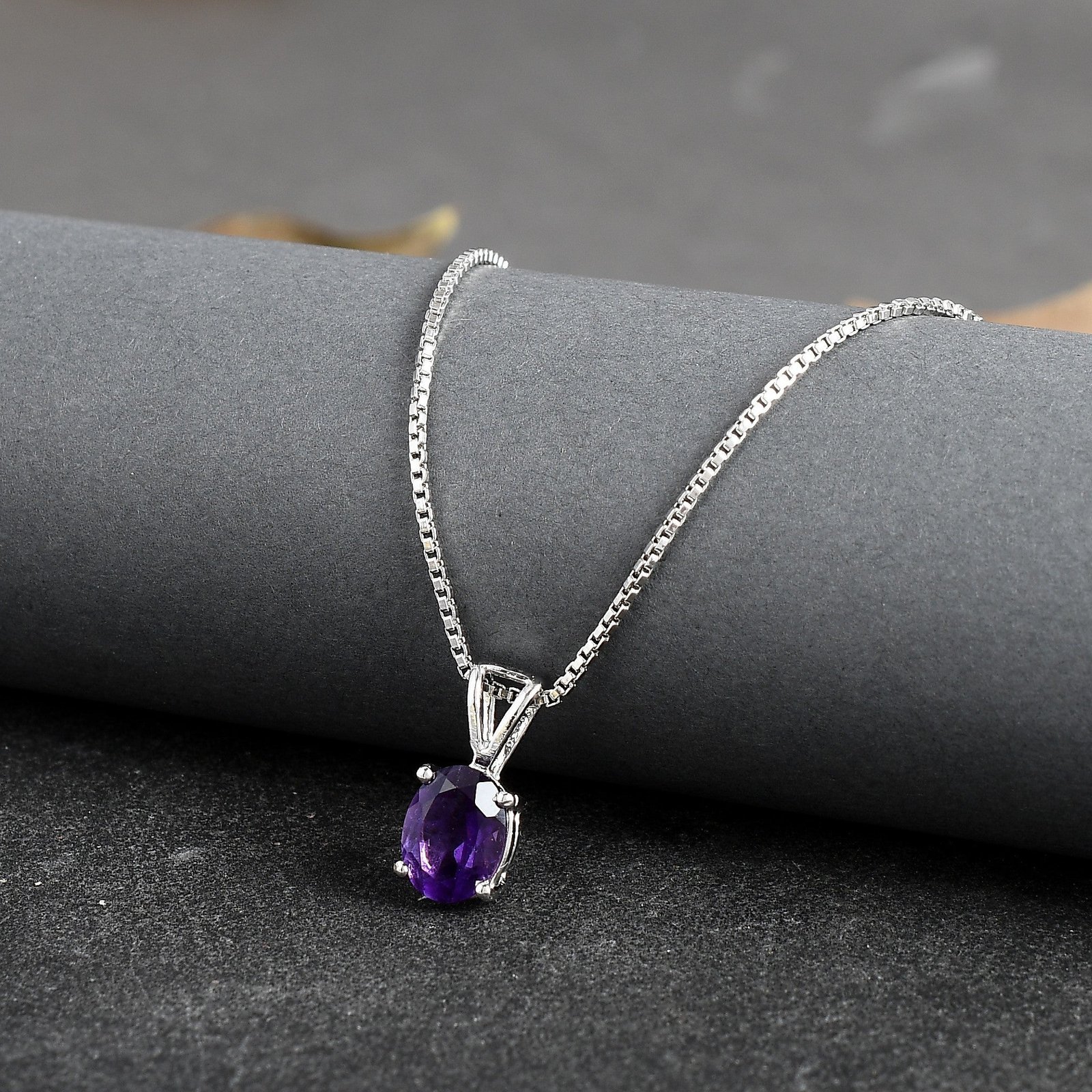 Radiant Natural Amethyst Gemstone Pendant & Chain