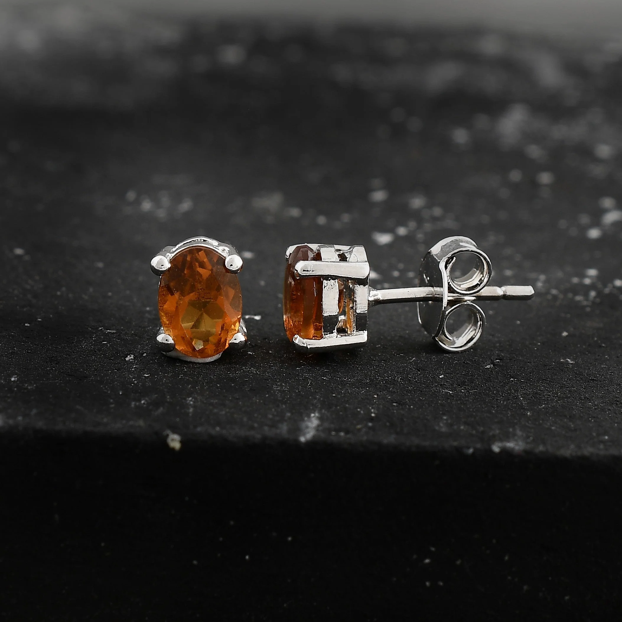 Radiant Natural Golden Topaz Gemstone Oval Stud Earrings