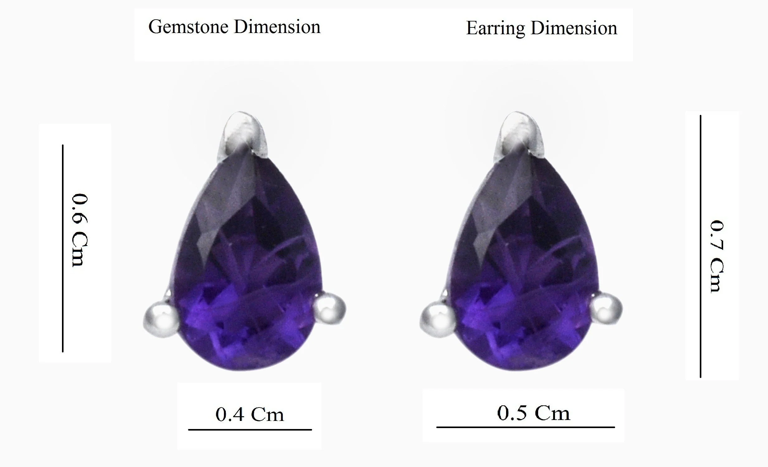 Elegant Pear Cut Natural Amethyst Gemstone Stud Earrings - Image 2