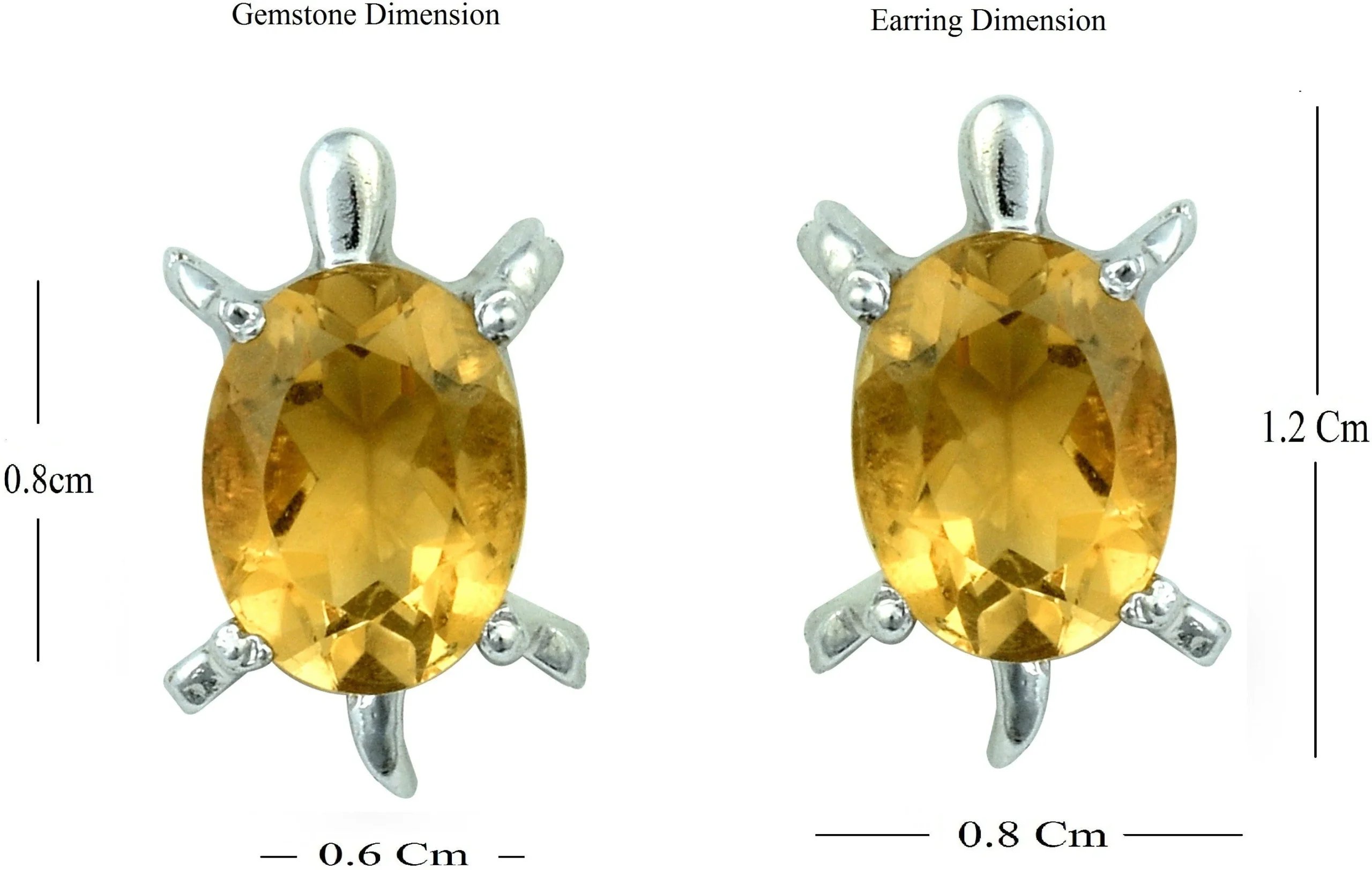 Exquisite Natural Citrine Gemstone Oval Stud Earrings - Image 4