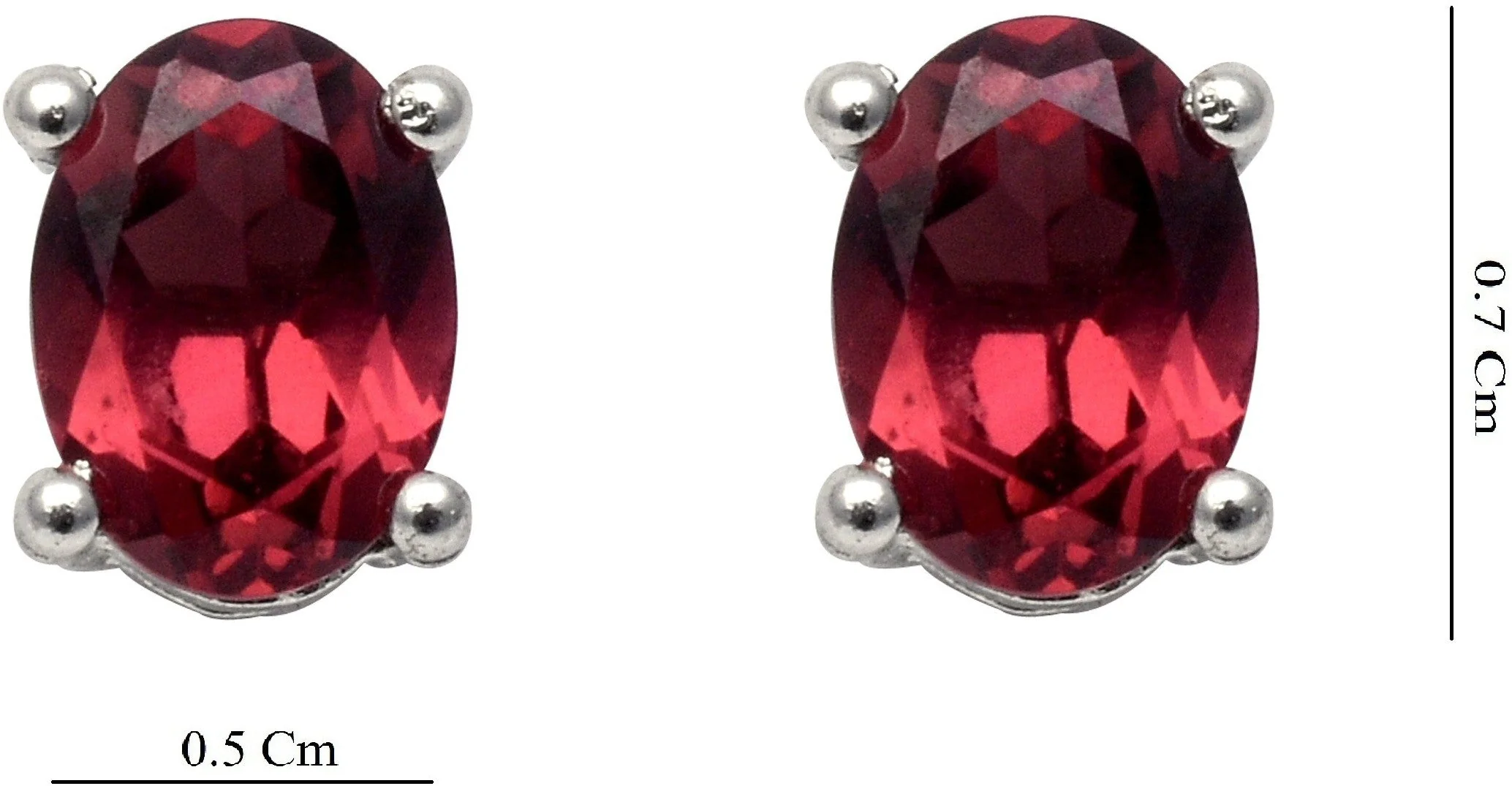 Elegant Natural Garnet Gemstone Oval Stud Earrings - Image 4