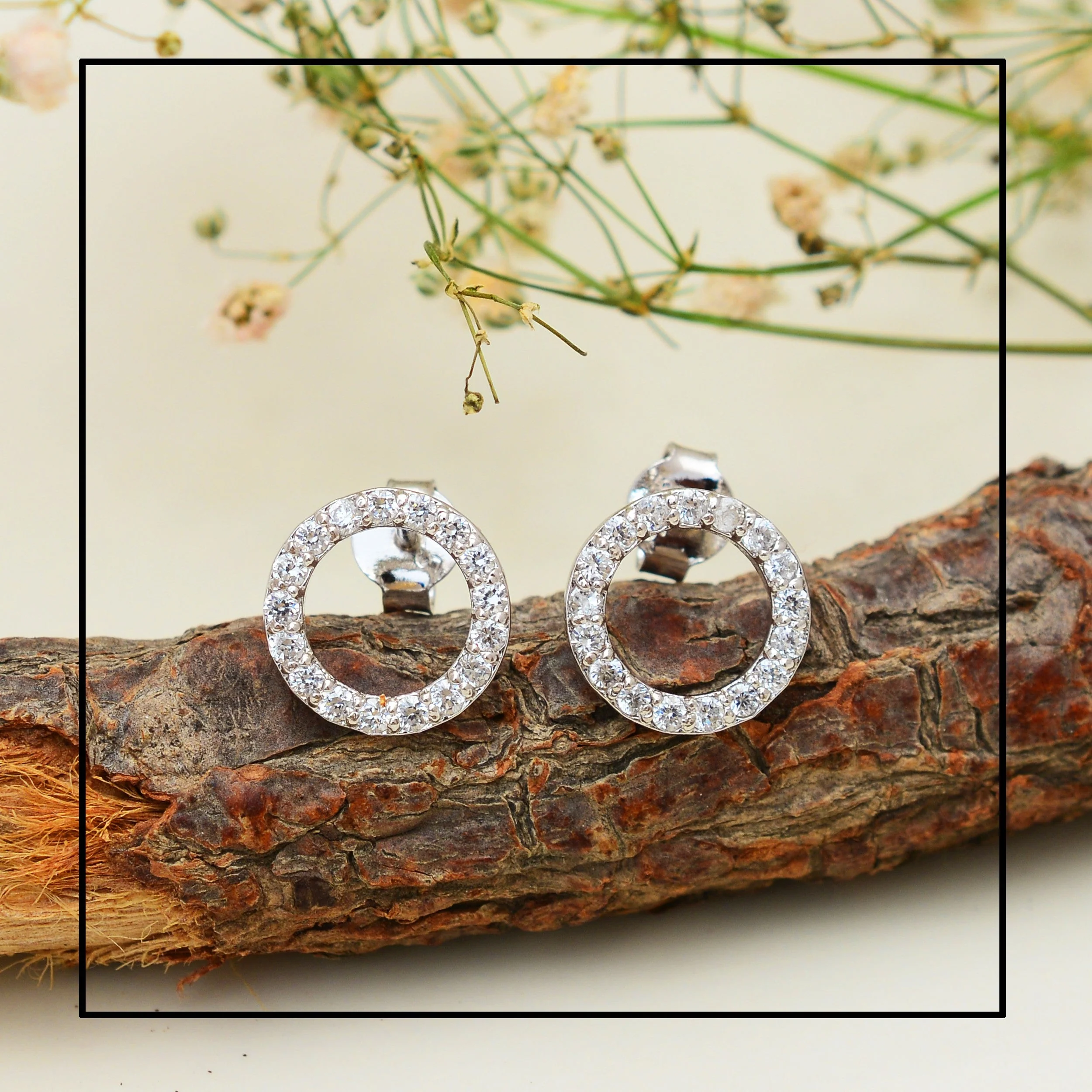 Sleek Zirconia Crystal Circle Earrings