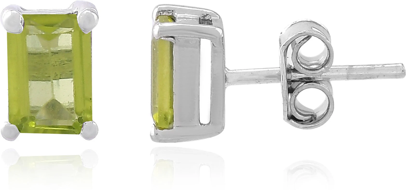 Sophisticated Natural Peridot Gemstone Rectangle Stud Earrings - Image 3