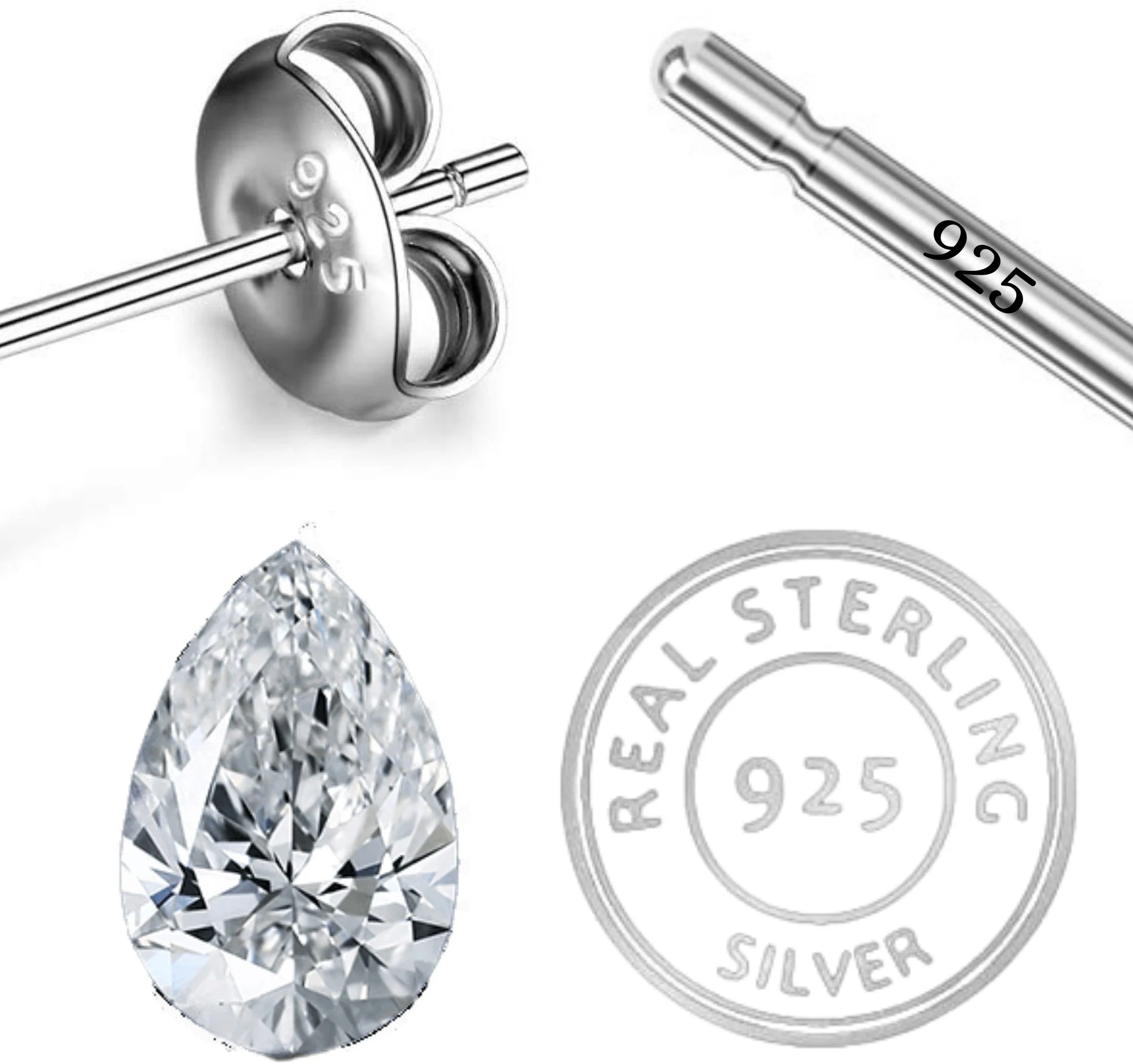 Elegant Zirconia Crystals Pear-Shaped Stud Earrings - Image 3