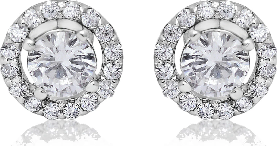Timeless Round Brilliant Cut Zirconia Crystal Stud Earrings - Image 3