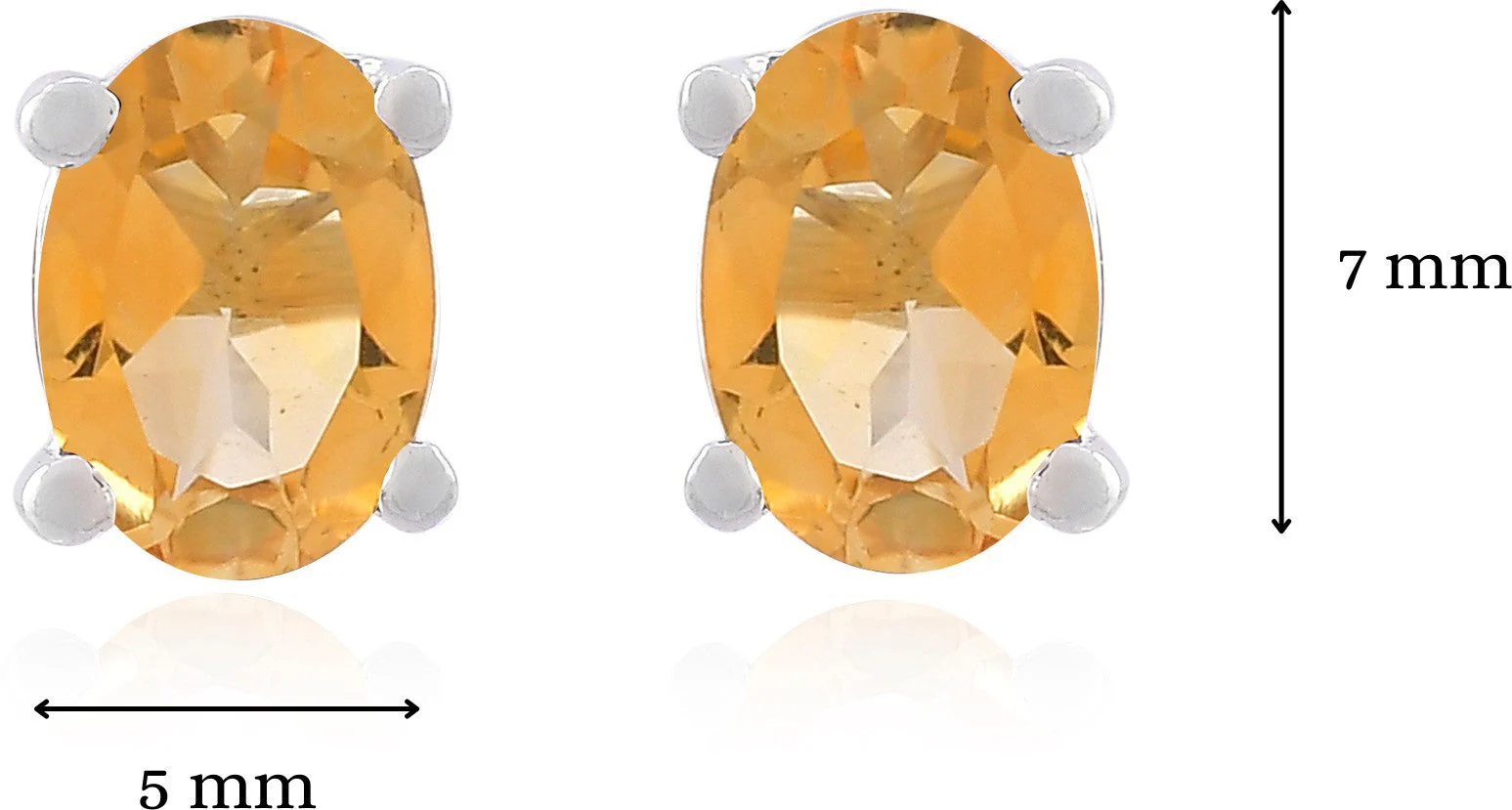Sophisticated Natural Citrine Gemstone Oval Stud Earrings - Image 4