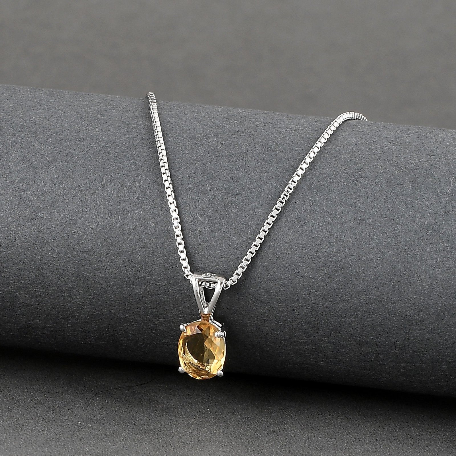 Radiant Natural Citrine Gemstone Oval Pendant - Image 2