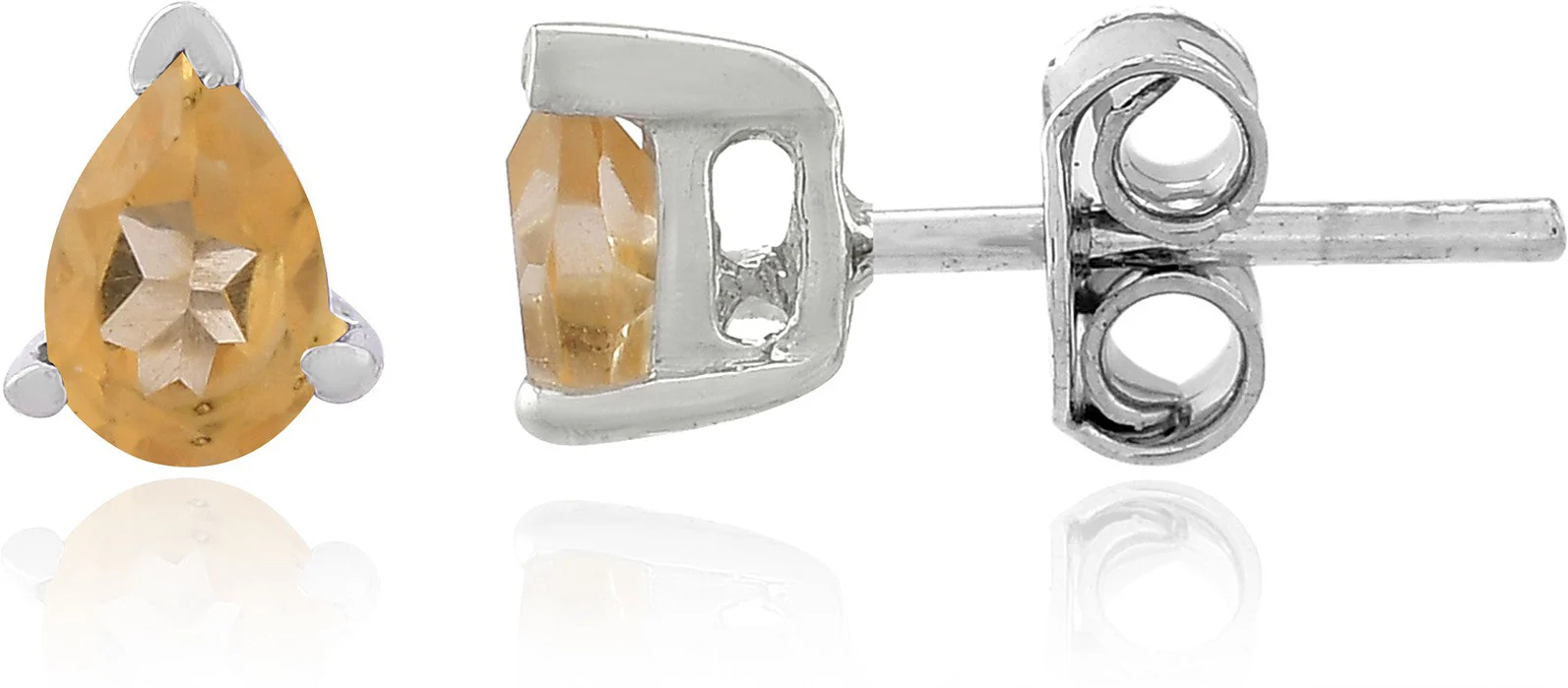 Elegant Natural Citrine Gemstone Pear-Shaped Stud Earrings - Image 3