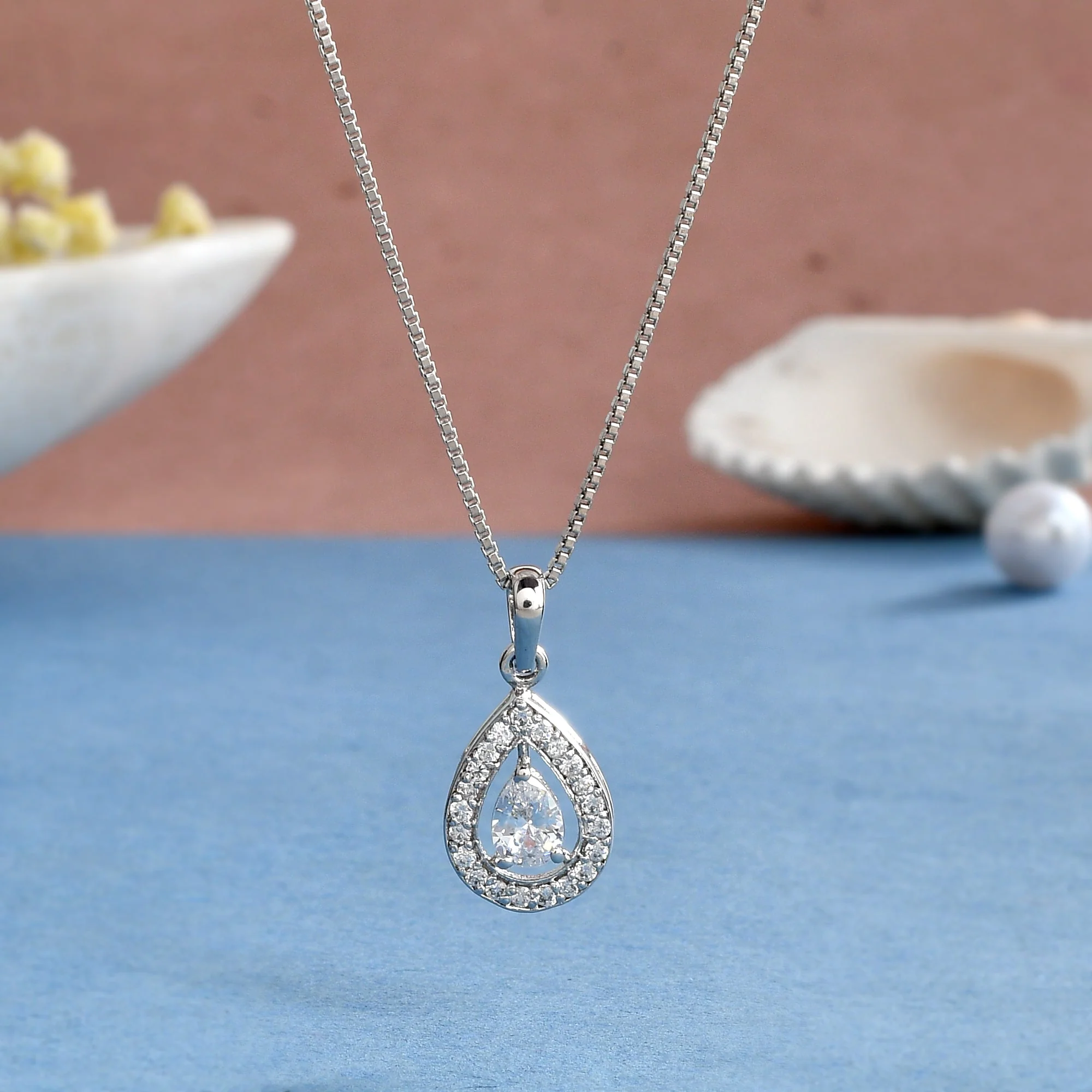 Radiant Zirconia Crystal Tear Pendant - Image 2