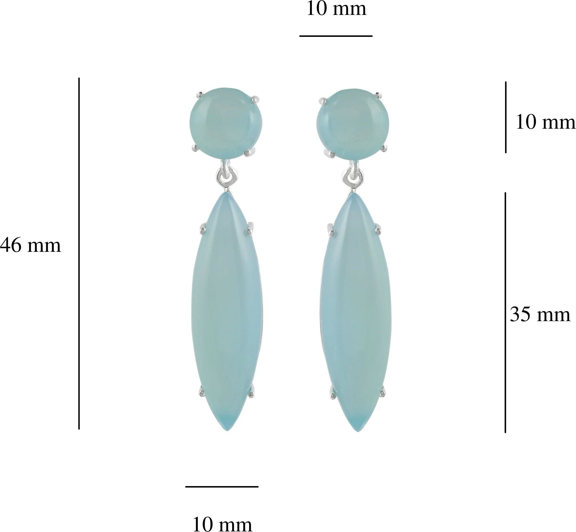 Elegant Natural Blue Chalcedony Gemstone Dangler Drop Earrings - Image 5