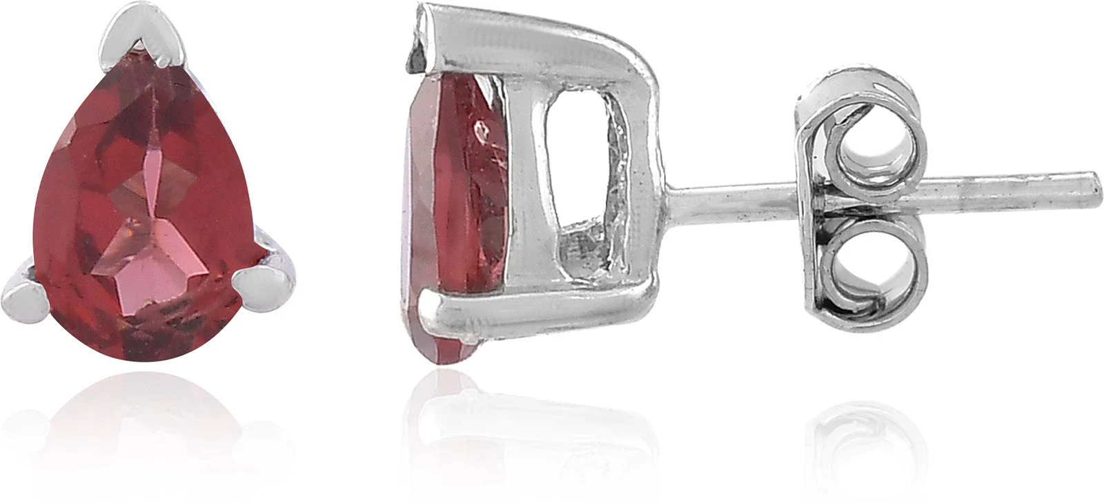 Exquisite Natural Garnet Gemstone Pear-Shaped Stud Earrings - Image 3