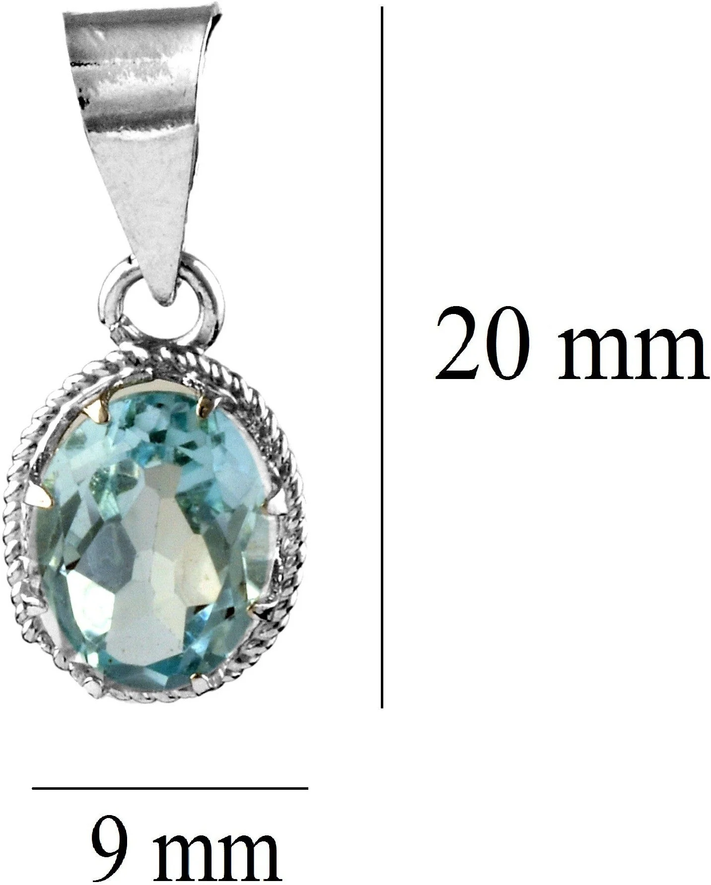 Radiant Natural Blue Topaz Gemstone Pendant & Chain - Image 3