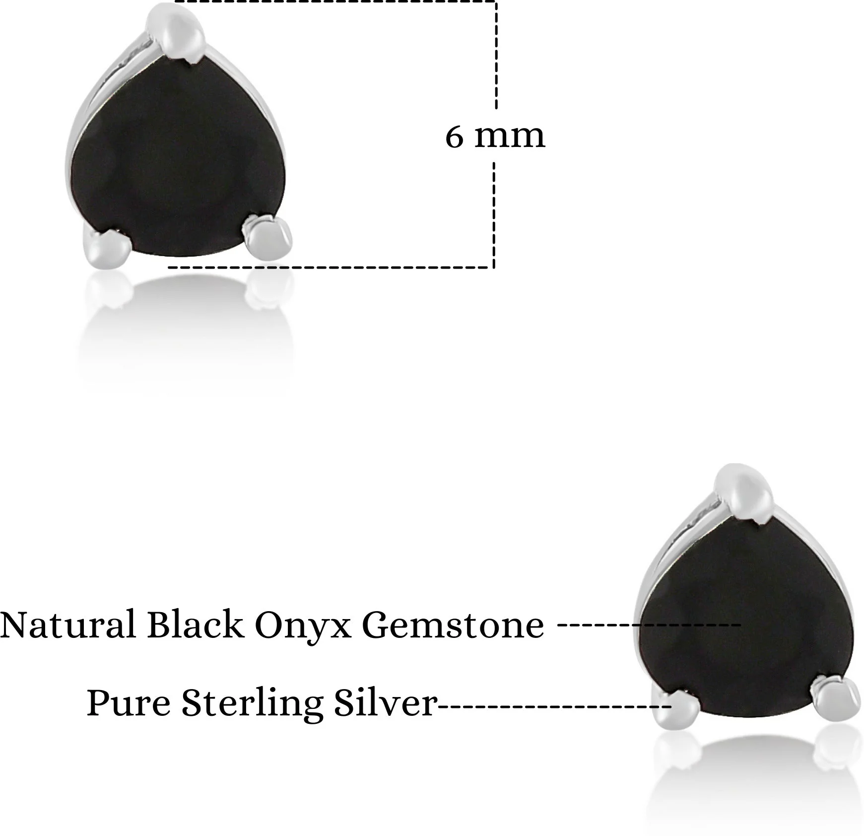 Elegant Trillion Cut Natural Black Onyx Gemstone Stud Earrings - Image 4