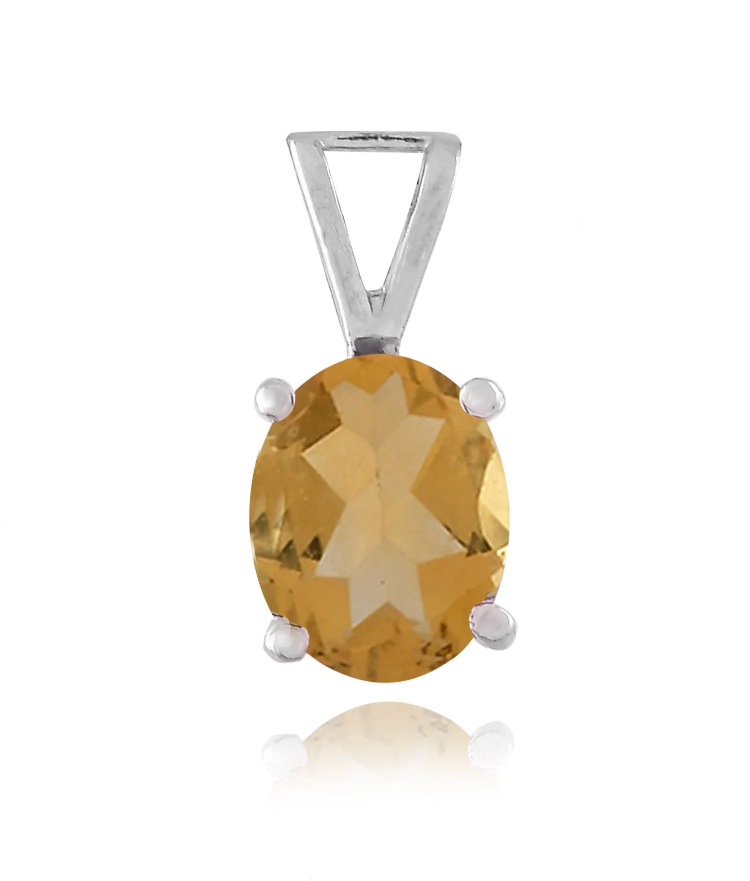 Radiant Natural Citrine Gemstone Oval Pendant - Image 4