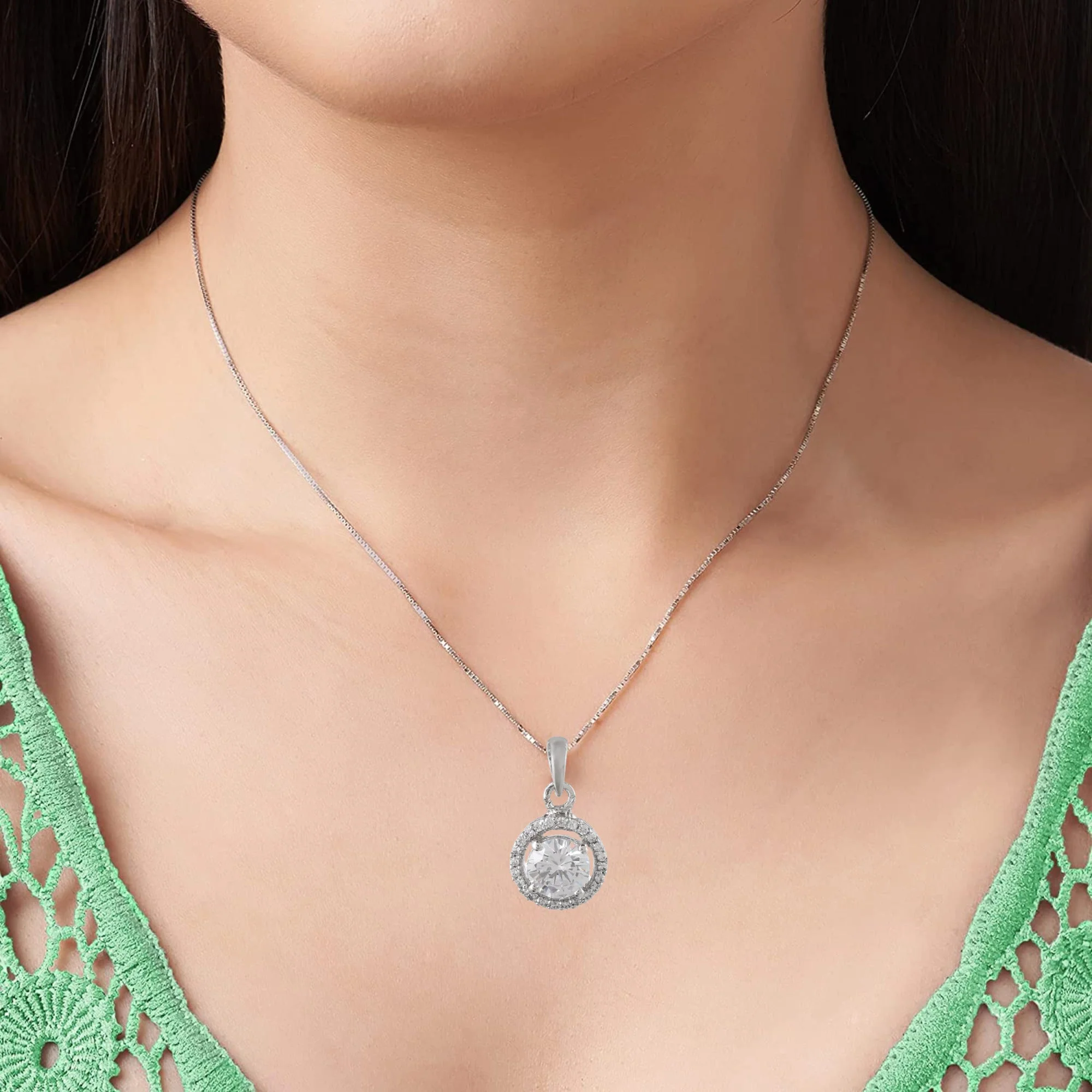 Timeless Round Solitaire Zirconia Crystal Pendant