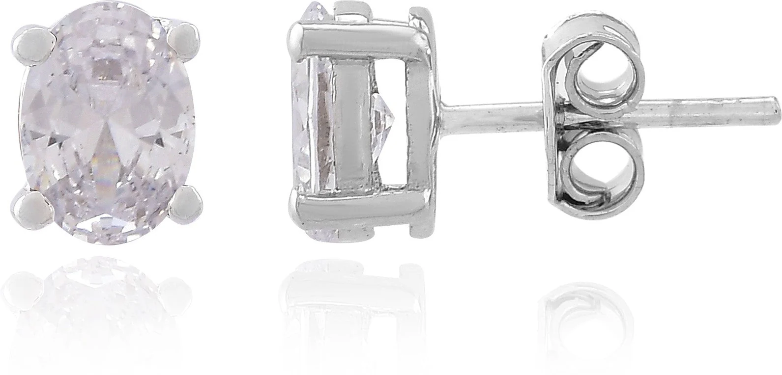 Elegant Oval Cut Zirconia Crystal Stud Earrings - Image 4