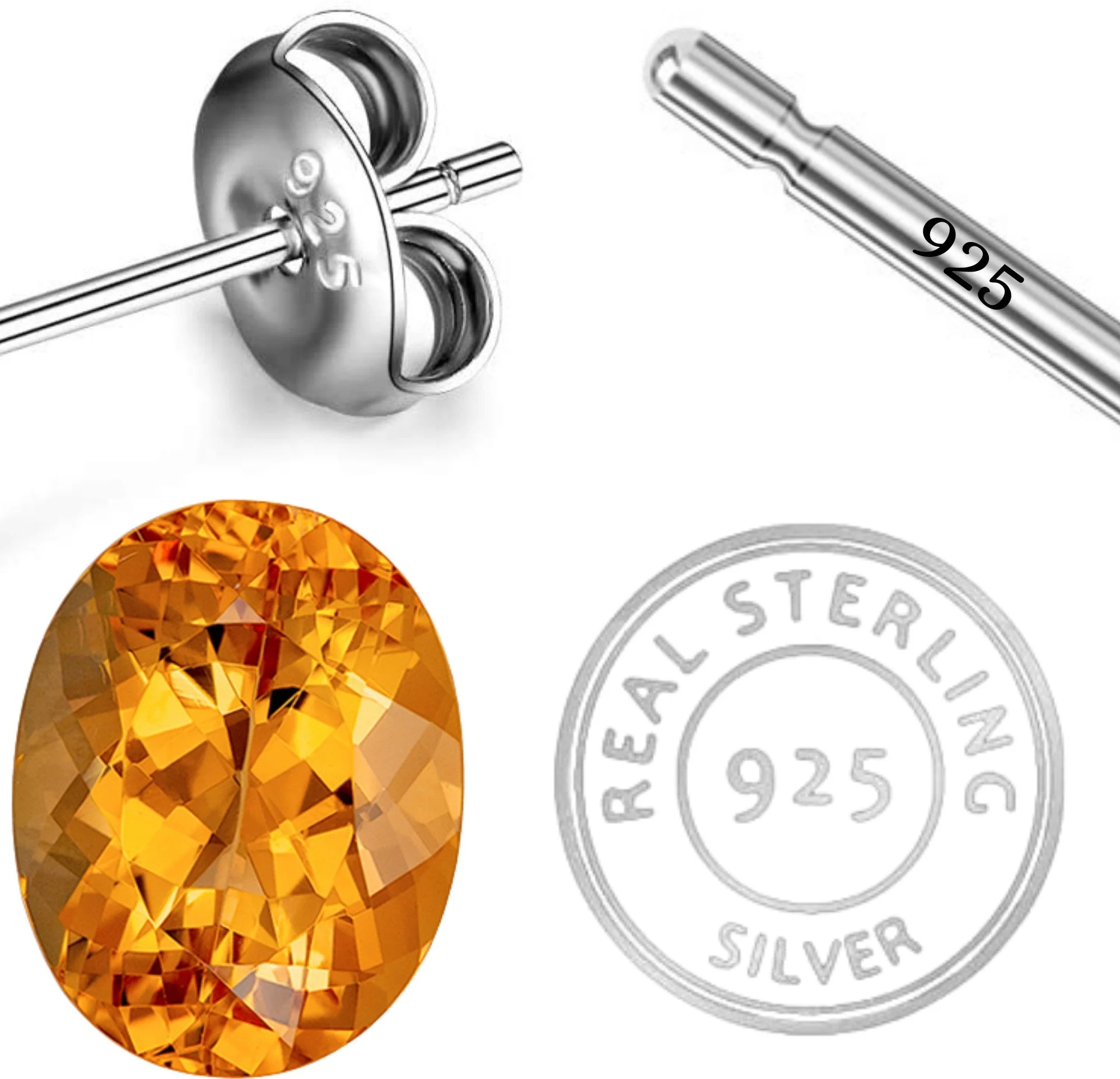 Radiant Natural Golden Topaz Gemstone Oval Stud Earrings - Image 5