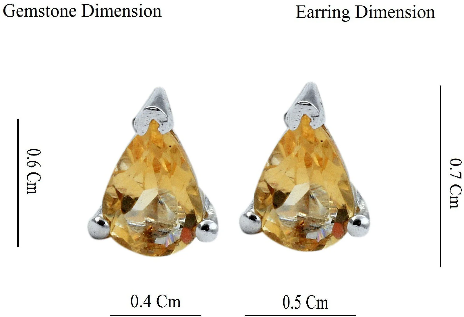 Elegant Natural Citrine Gemstone Pear-Shaped Stud Earrings - Image 4