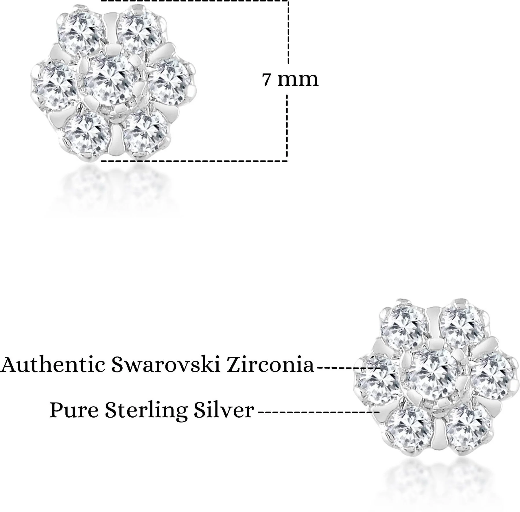 Elegant Zirconia Crystal Floral Stud Earrings - Image 5