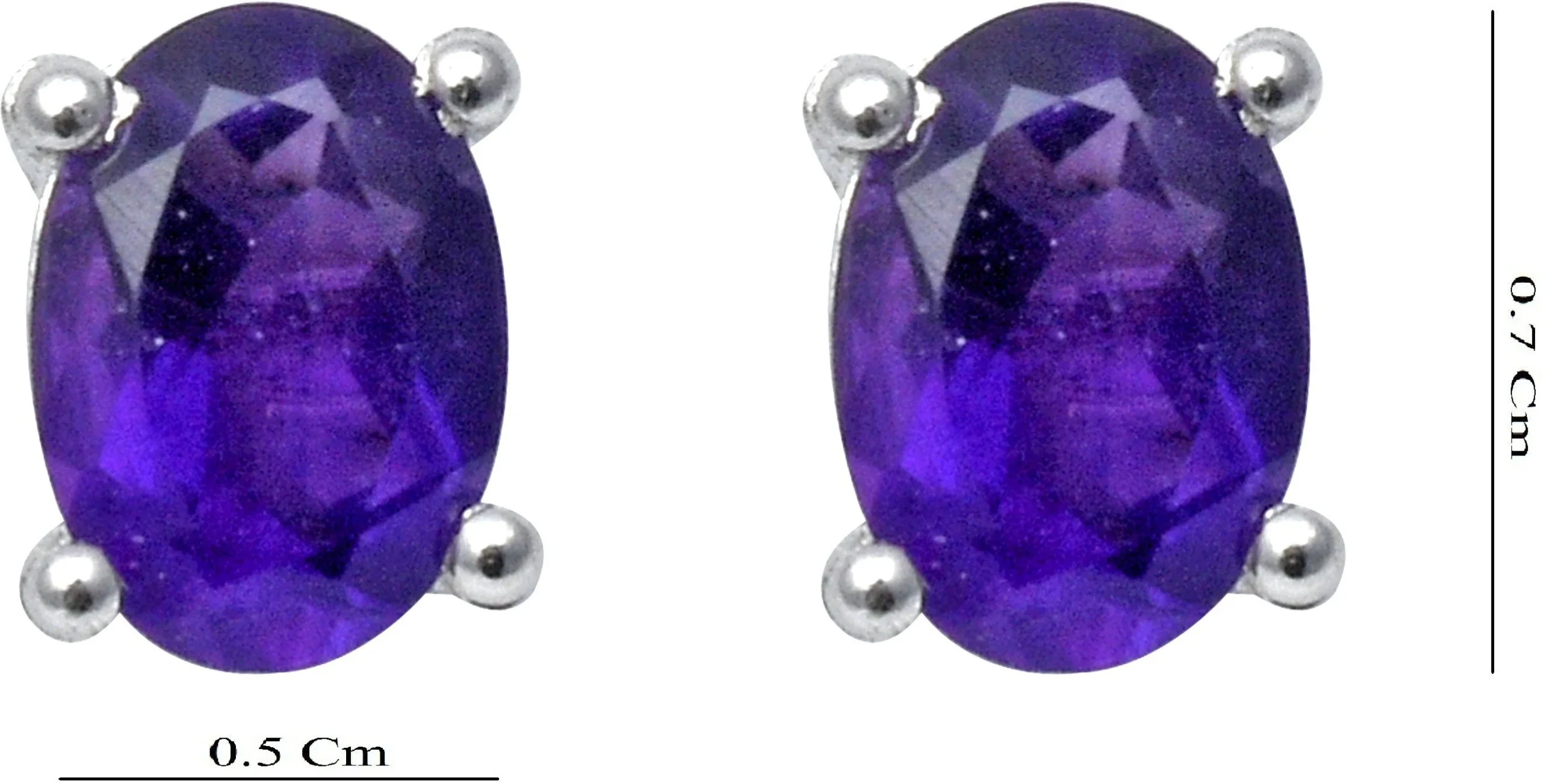 Oval Cut Natural Amethyst Gemstone Stud Earrings for Women - Image 4