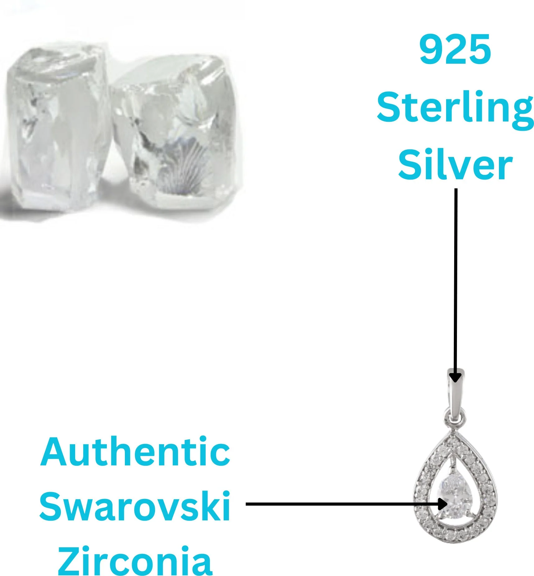 Radiant Zirconia Crystal Tear Pendant - Image 5