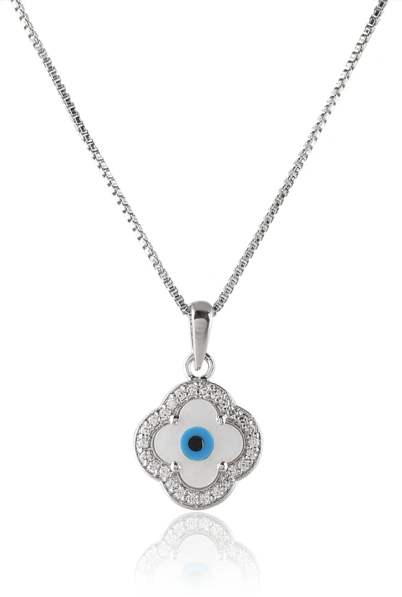 Floral Evil Eye Pendant with Mother of Pearl - Image 4