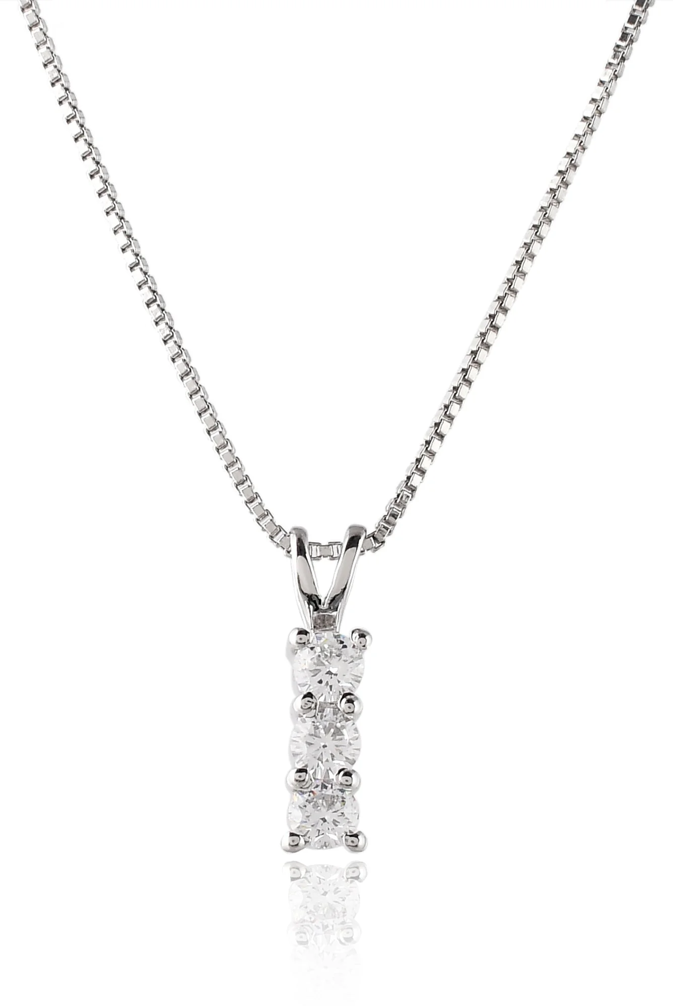 Triple Solitaire Zirconia Crystal Pendant - Image 4
