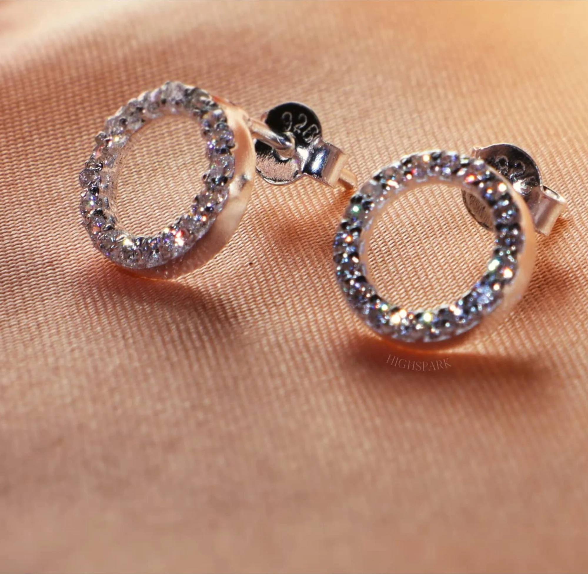 Sleek Zirconia Crystal Circle Earrings - Image 3