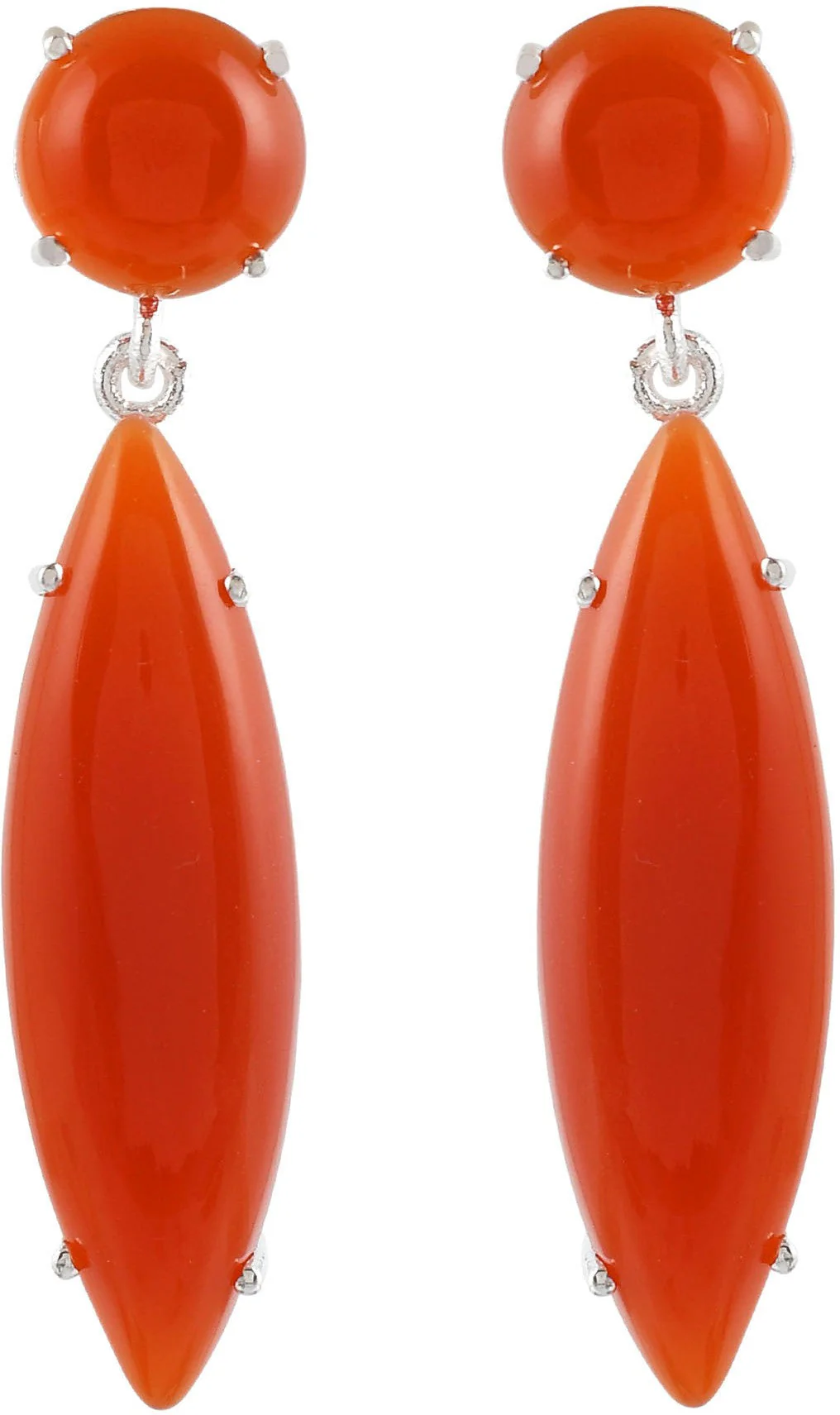 Elegant Natural Red Onyx Gemstone Dangler Drop Earrings - Image 4