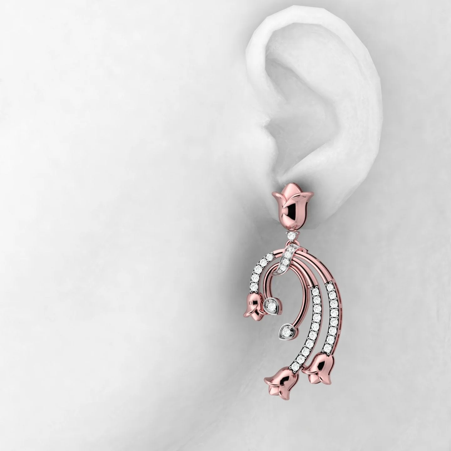 Celestial Rose Cascade Drop Earrings - Image 4