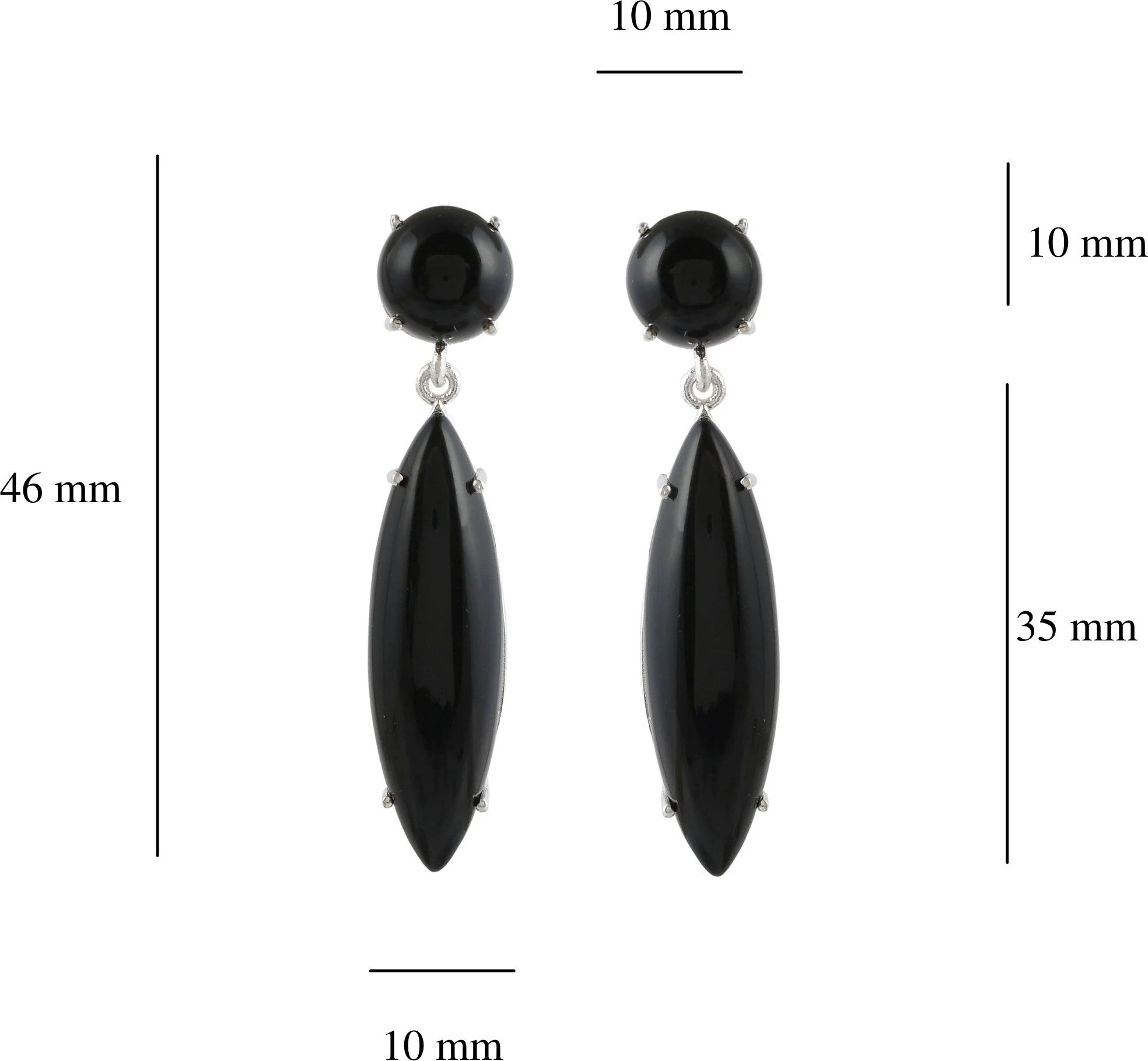 Natural Black Onyx Gemstone Dangler Drop Earrings for Women - Image 4